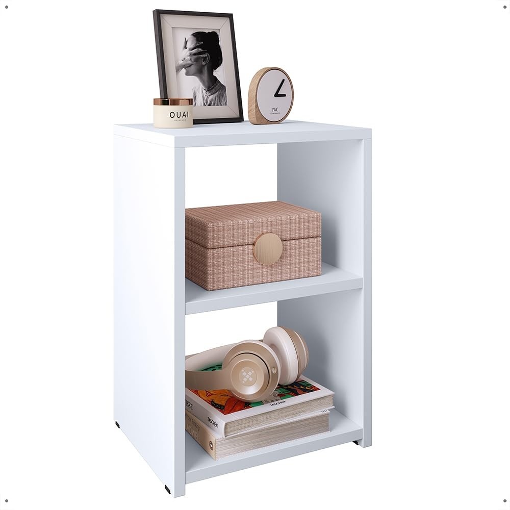 Mesa de Cabeceira com Nicho Basic New Bide – Design Compacto e Estilo Retrô em Branco