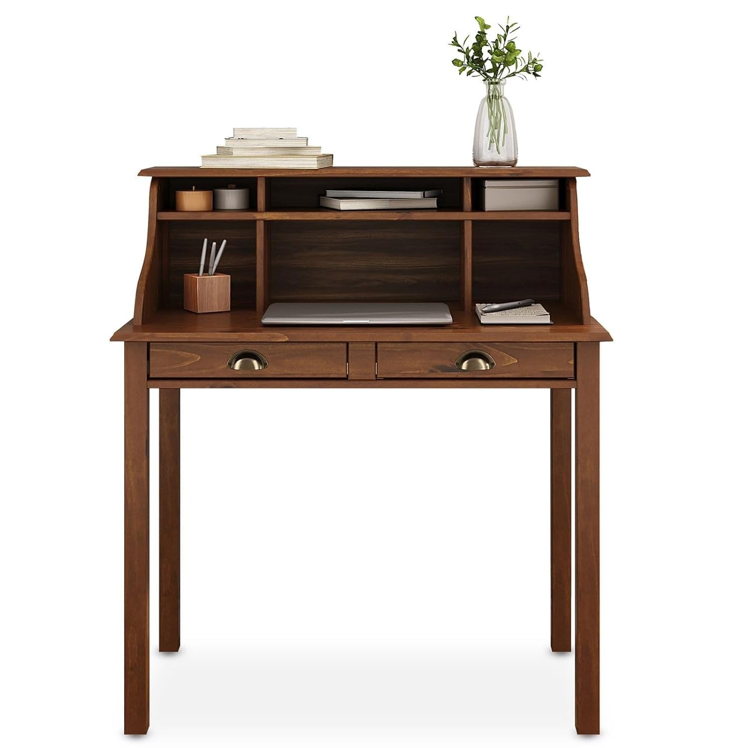 Escrivaninha Vintage 90cm com 6 Nichos - Design Compacto e Ergonômico para Home Office