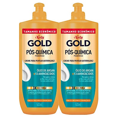 Niely Gold Pós Química: Kit 2 Cremes Antirrigidez 500ml