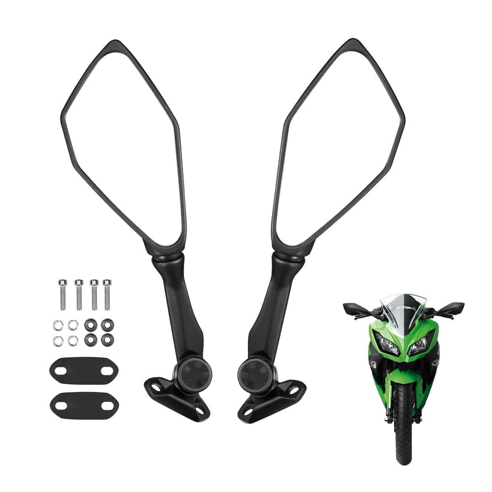 Espelhos Retrovisores KEMIMOTO para Kawasaki Ninja 300, 400, 250, 500 e ZX6R - Visão Clara e Ajuste Perfeito