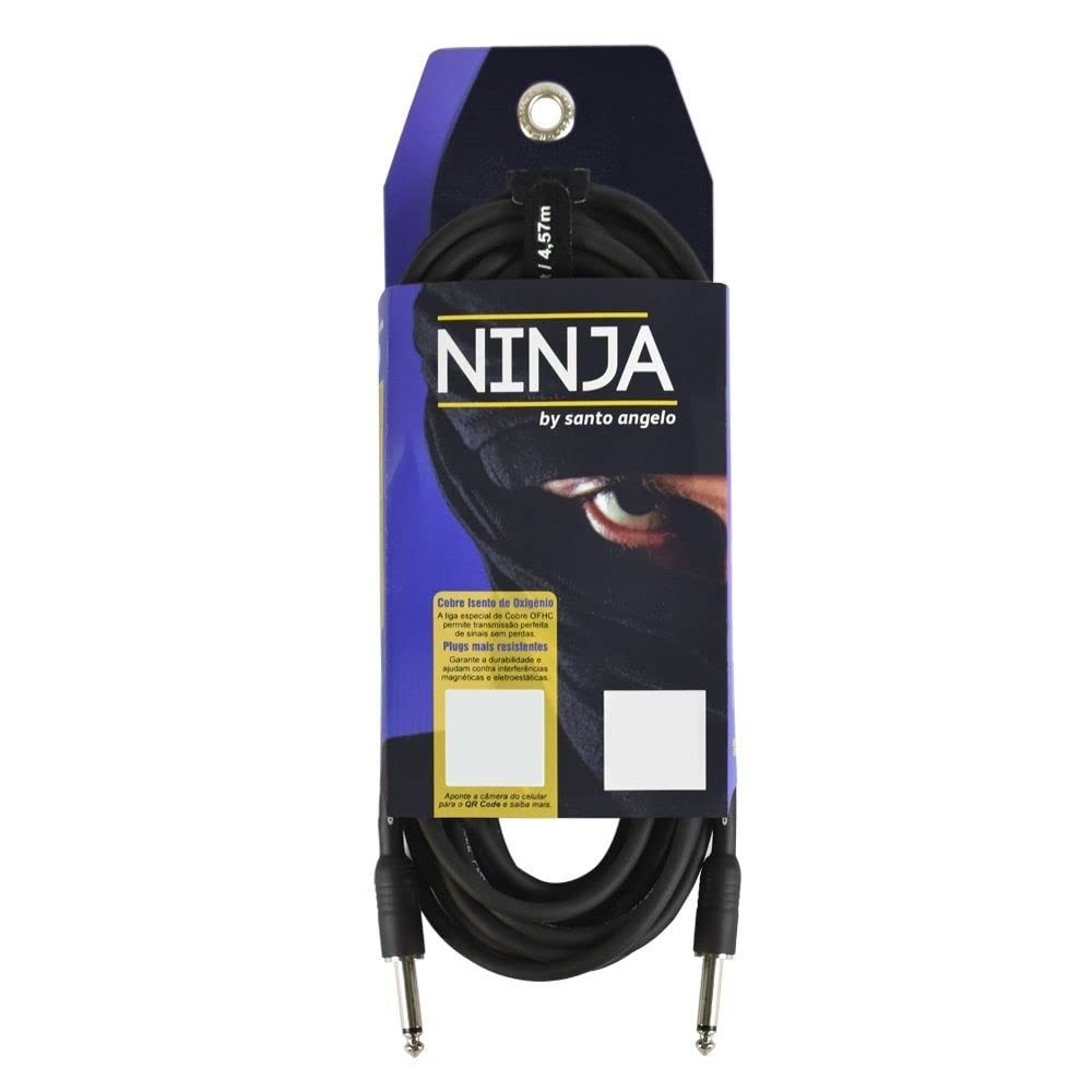 Cabo de Guitarra Santo Angelo Ninja Cable 7,62m P10/P10 - Som Profissional e Durabilidade