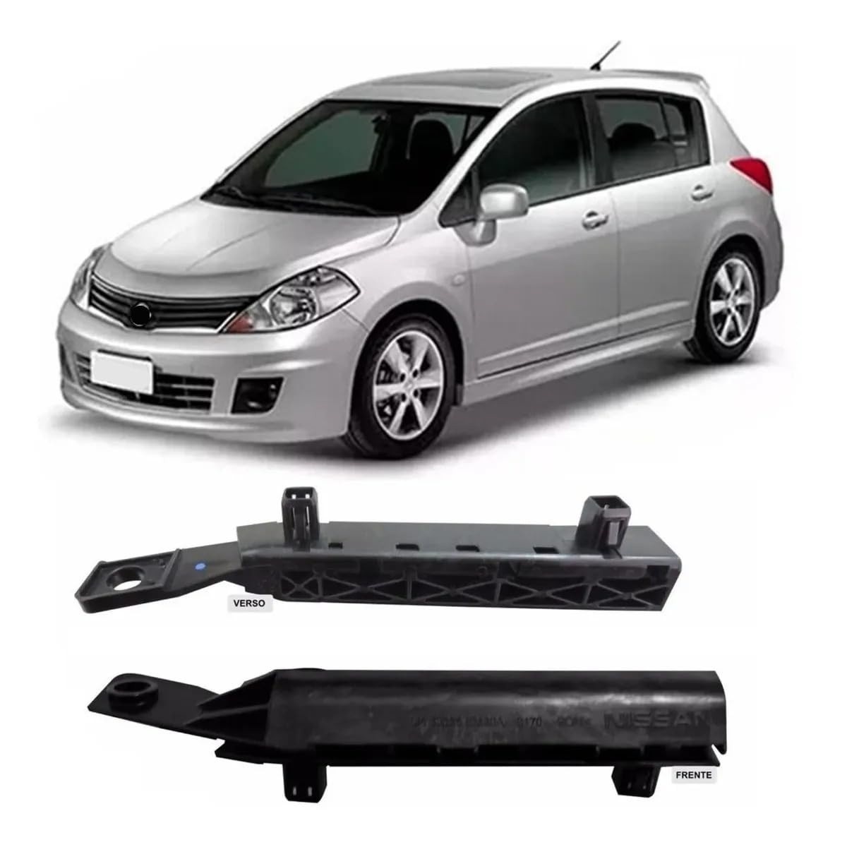 Par de Suportes para Guia do Para-choque Dianteiro Nissan Tiida (2007-2015) - Fixação Segura e Duradoura
