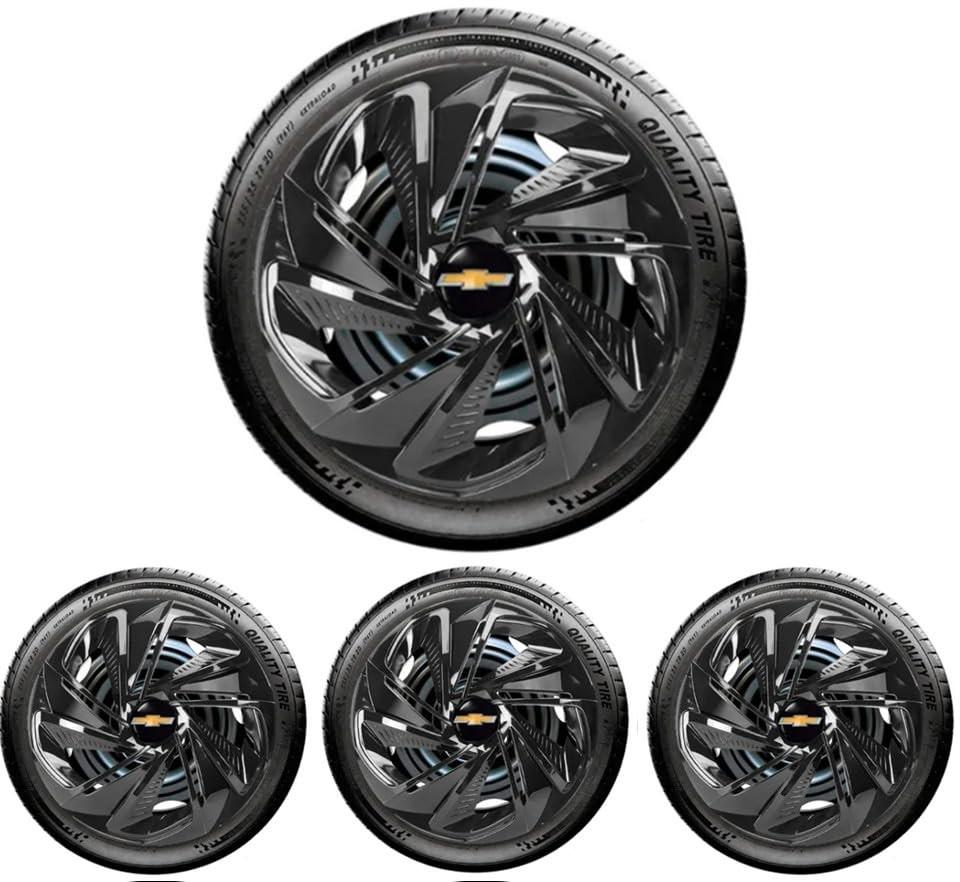 Jogo 4 Calotas Esportivas Nitro Aro 14 Chevrolet Preto Brilhante - Estilo e Segurança