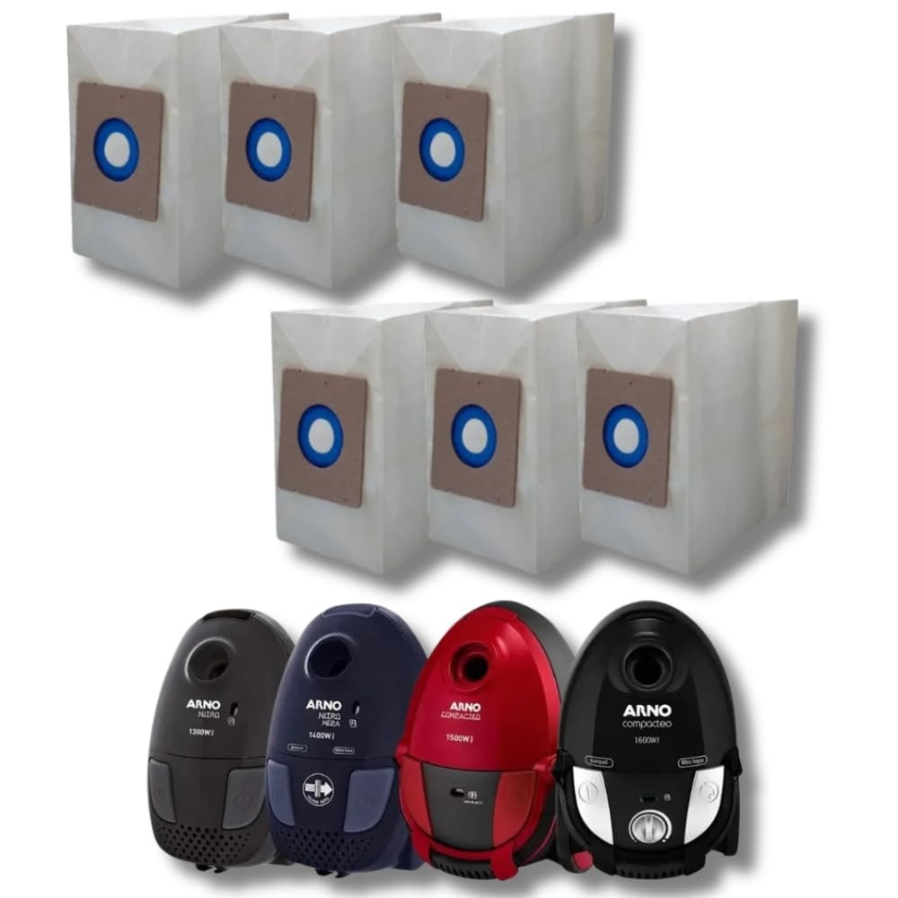 Kit 6 Sacos para Aspirador Arno Nitro e Compacteo - Compatível com Nit1, Nit2, Com1 e Com2