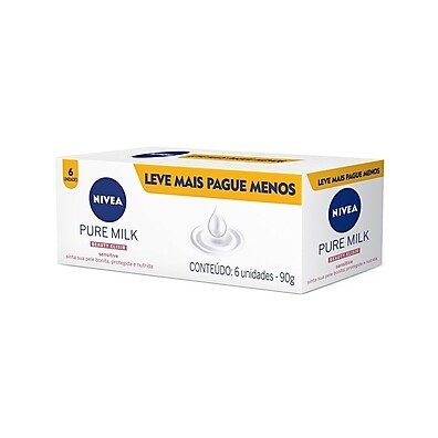 Nivea Pure Milk: Kit 6 Sabonetes para Pele Sensível