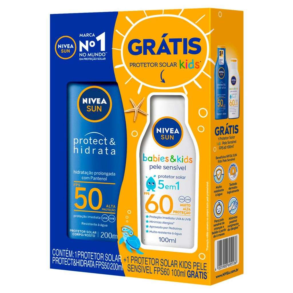 Nivea Sun: Proteção Total e Hidratação FPS 50 + Kids FPS 60