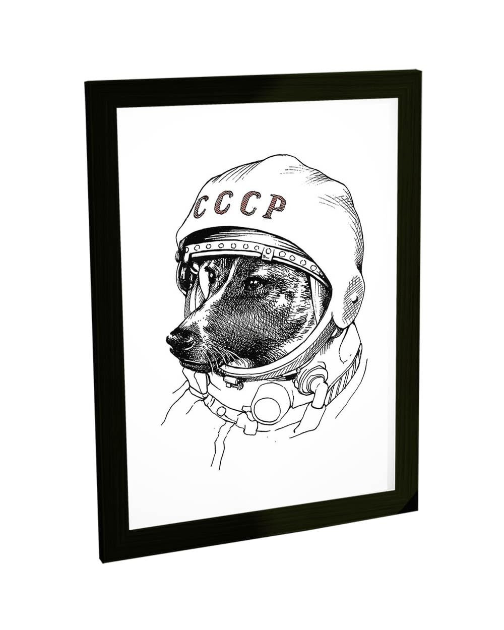 Quadro Decorativo A2 Cachorro no Espaço - Laika Sputnik | Moldura Pronta para Pendurar