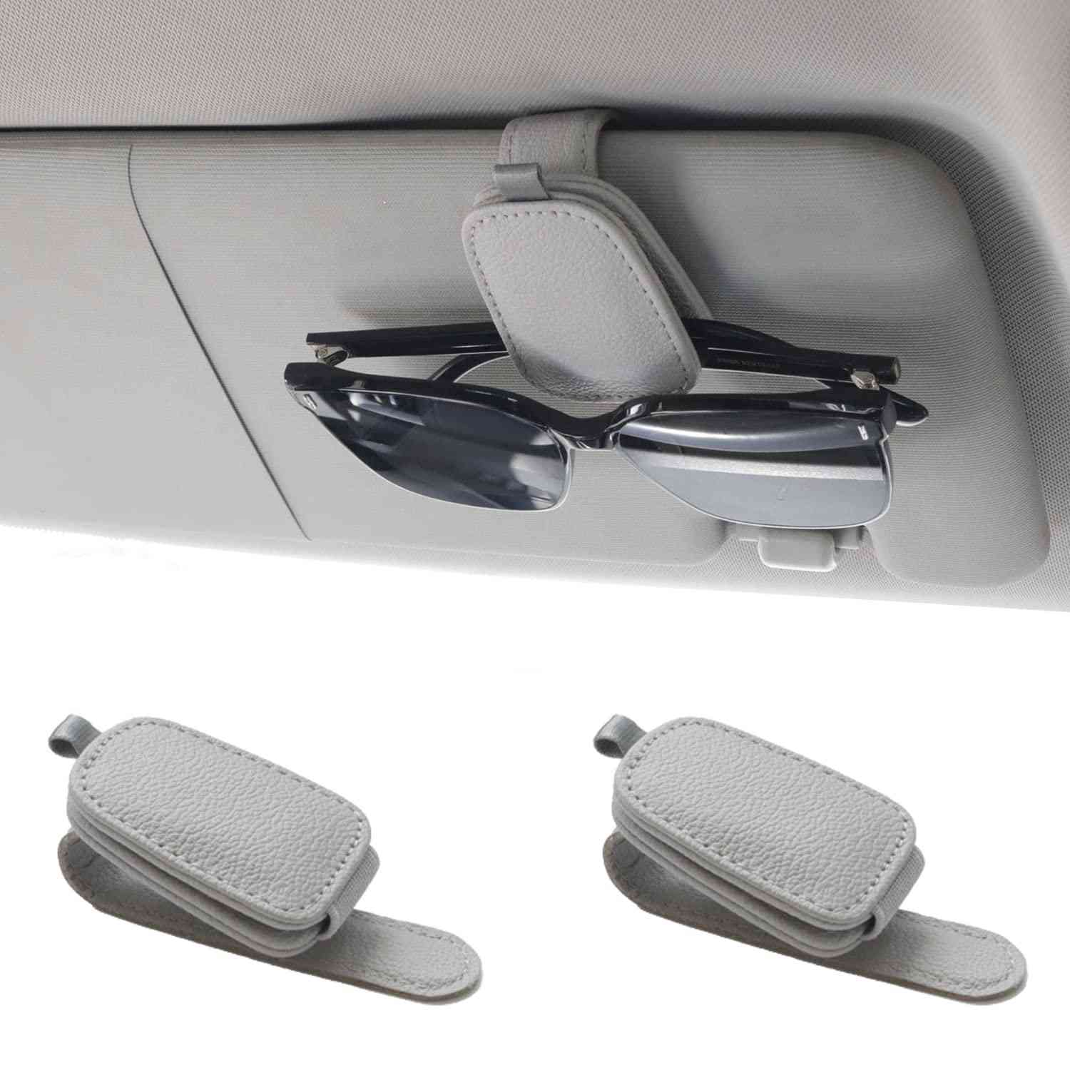 Yuoyar Suporte Magnético de Couro para Óculos de Sol no Carro - Acessório Essencial para Viseira (2 Pacotes)