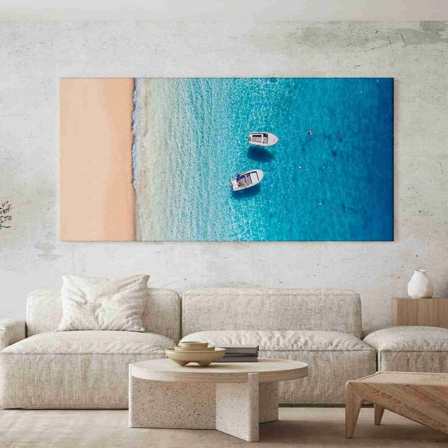 Quadro Decorativo Barcos no Caribe 130x70cm - Tela em Alta Definição para Sala, Quarto ou Hall