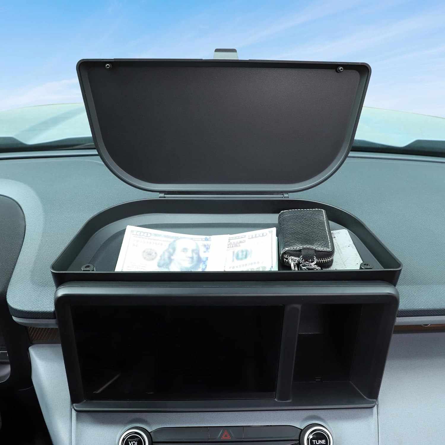 Organizador de Painel Ford Maverick 2022-2024 com Tampa - Mantenha Tudo no Lugar!
