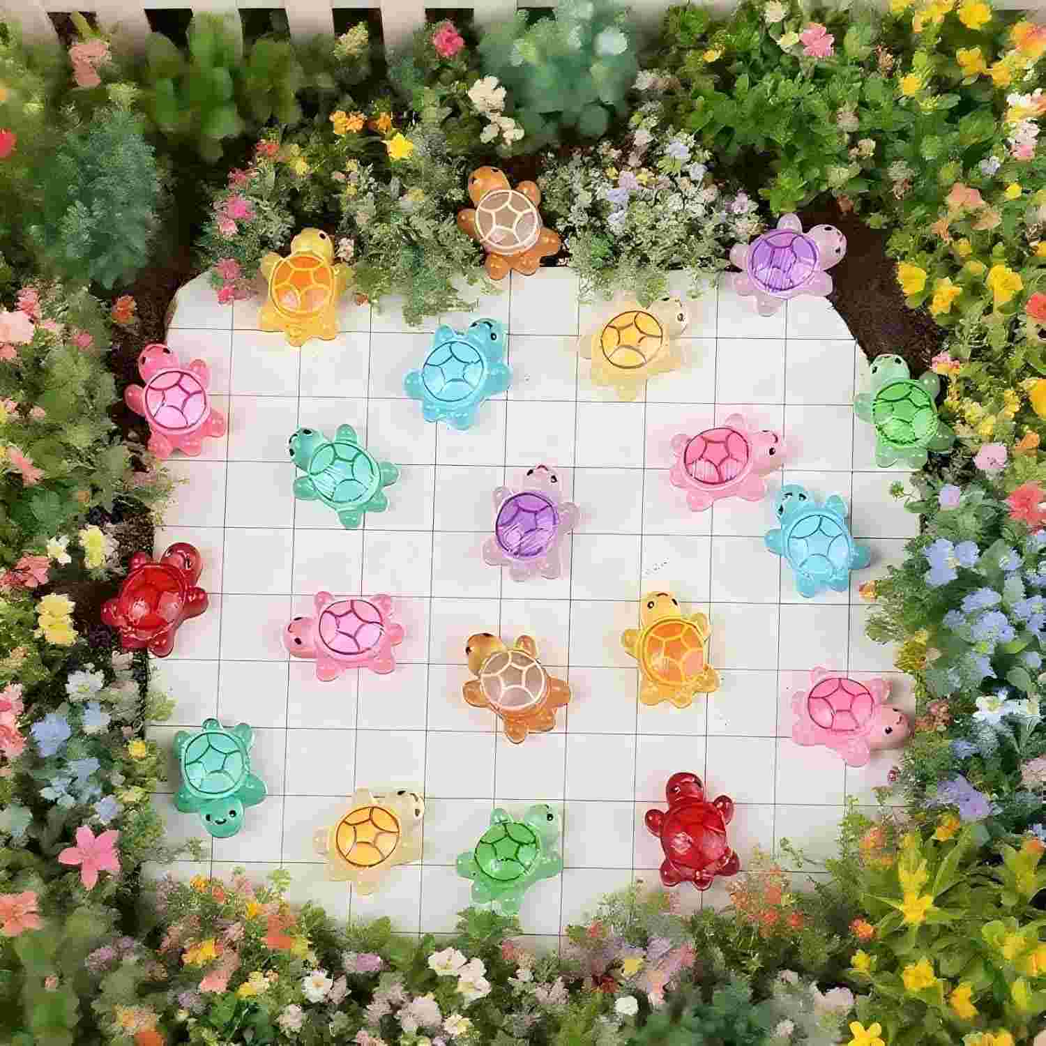 Mini Tartarugas de Resina Brilham no Escuro - 100 Peças para Artesanato e Decoração de Jardim de Fadas