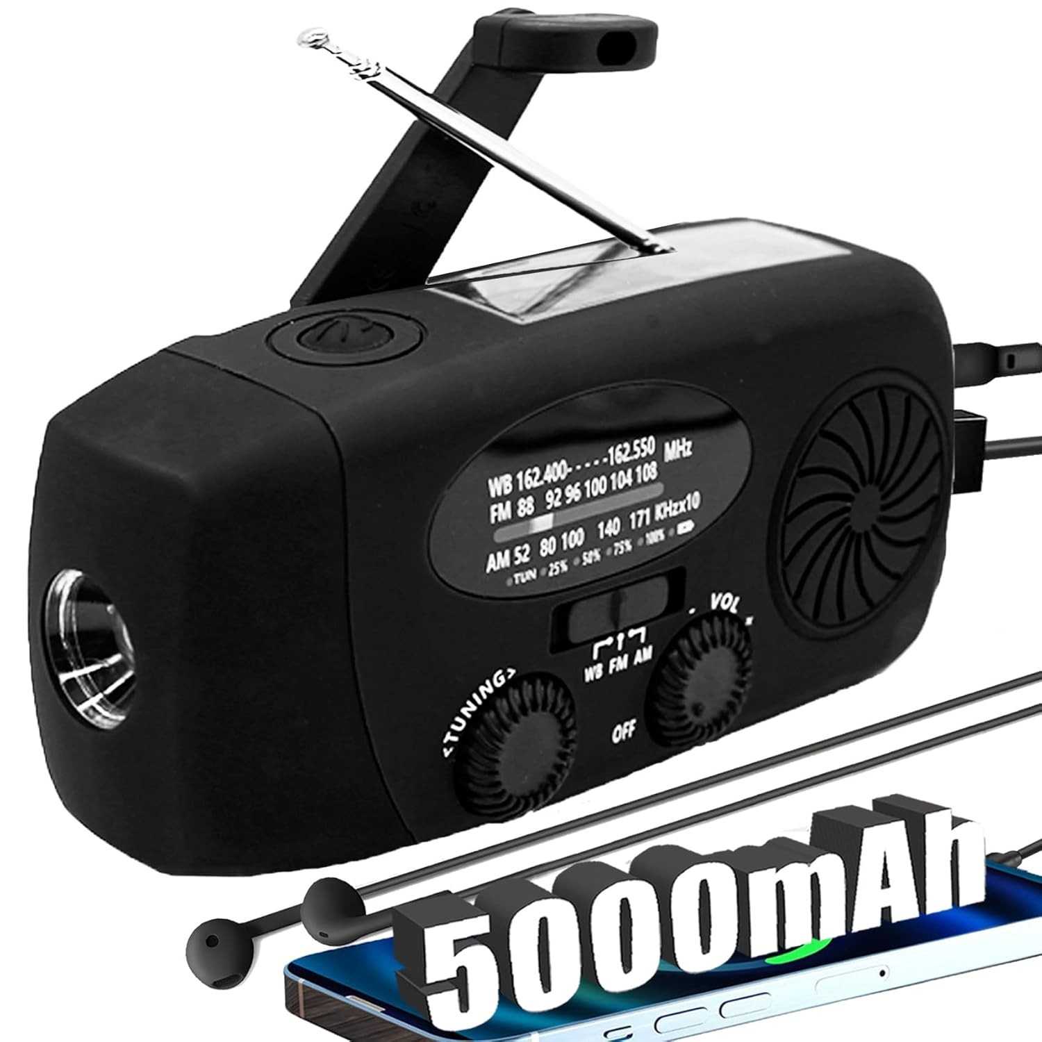 Rádio de Emergência Meteorológica NOAA 5000mAh: Alerta, Carrega e Ilumina!