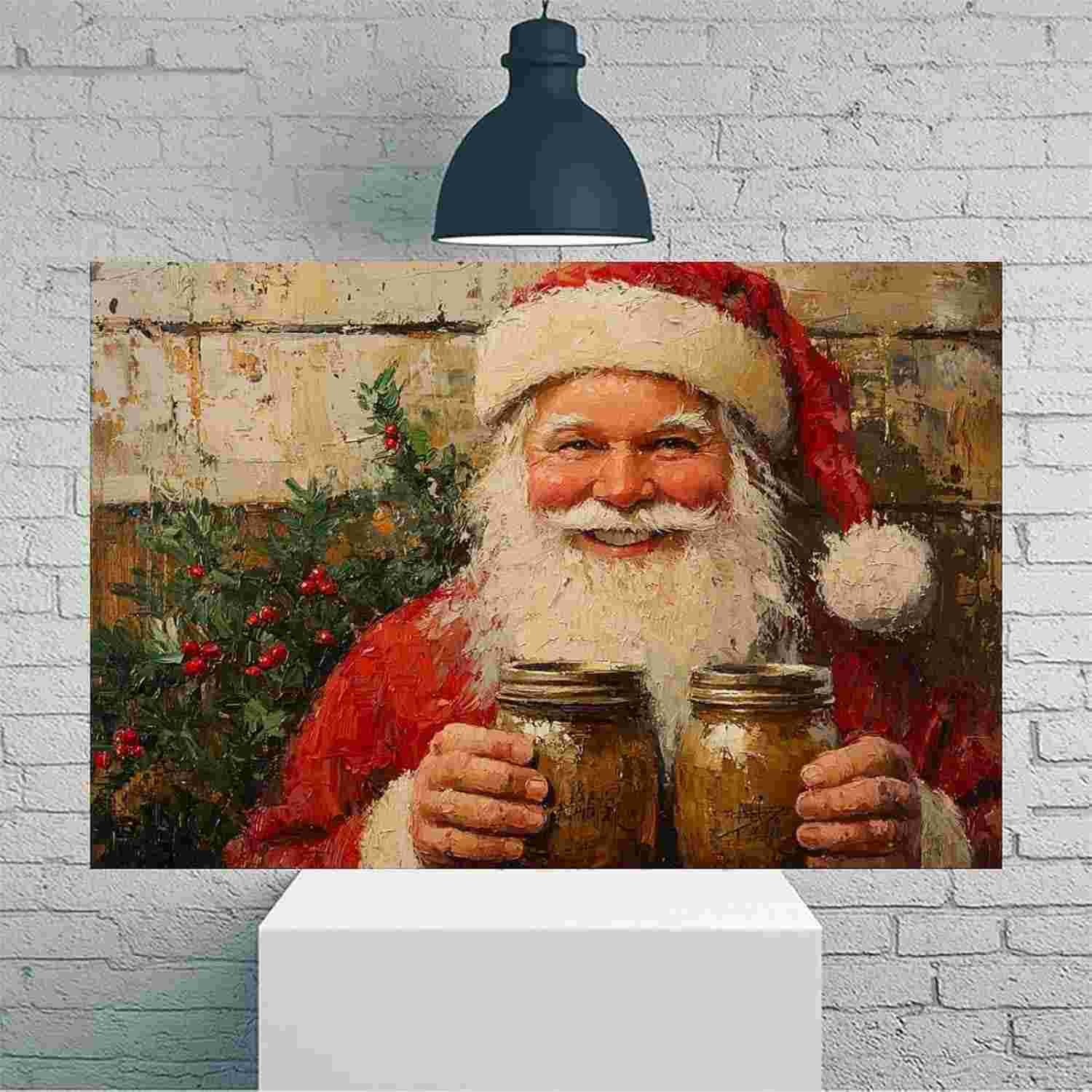 Arte de Parede Vintage Papai Noel - Pôster 30x45cm para Decoração de Casa e Escritório