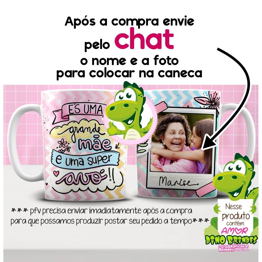Caneca Dia das Mães Personalizada: Foto e Nome 💖