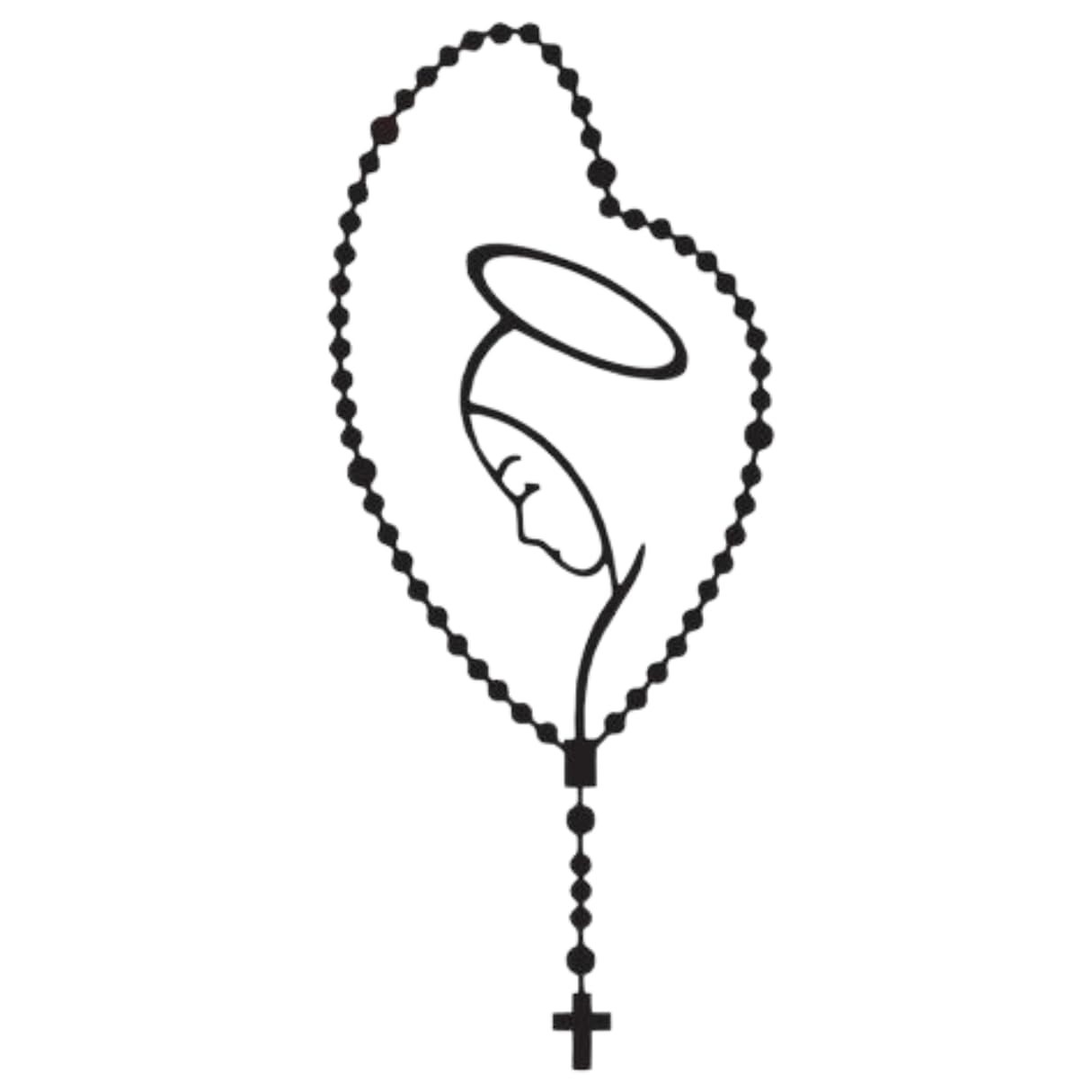 Adesivo Terço Nossa Senhora Fé Religioso - Vinil Premium Moto/Carro à Prova D'Água
