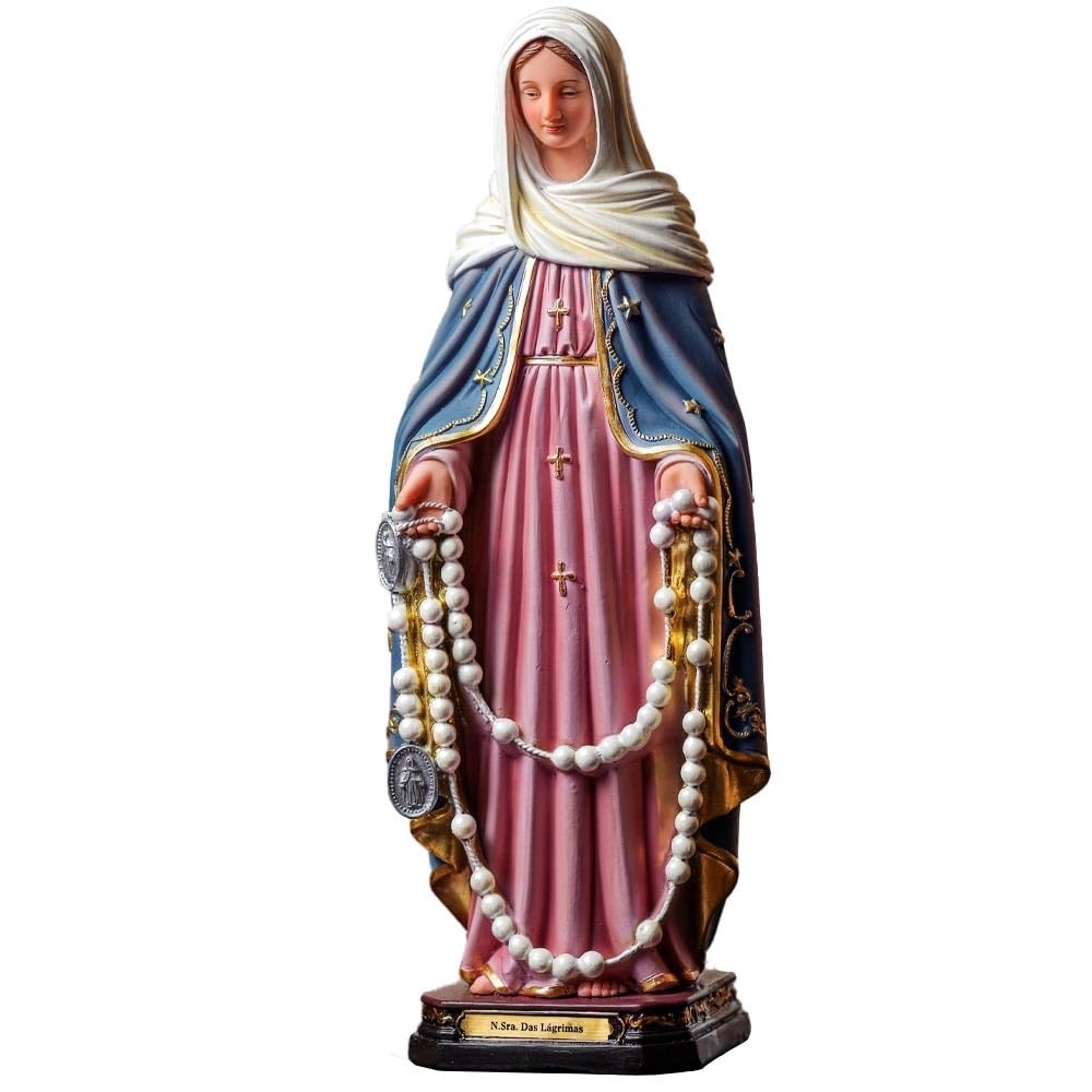 Imagem Nossa Senhora das Lágrimas 30cm em Resina Importada - Decoração Sagrada de Alta Qualidade