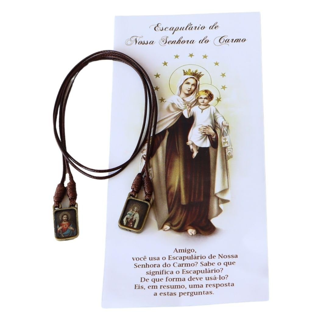 Escapulário Nossa Senhora do Carmo em Metal Envelhecido - Proteção e Fé com Estilo
