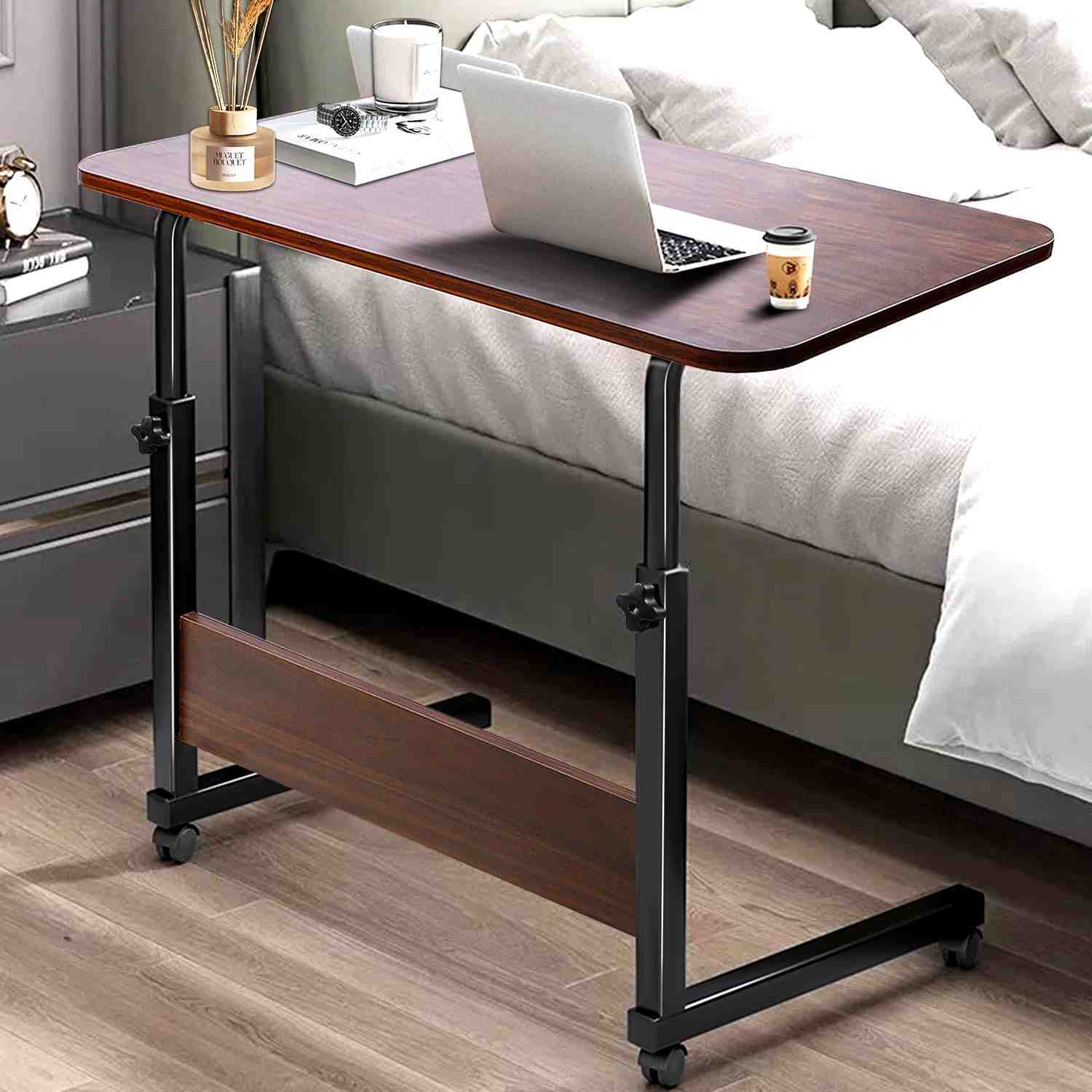 Mesa Notebook Portátil Ajustável com Rodas - Design Moderno para Casa e Escritório