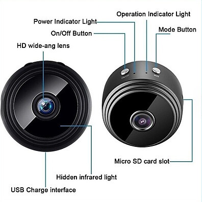 Mini Câmera A9 Sem Fio 1080p com Visão Noturna
