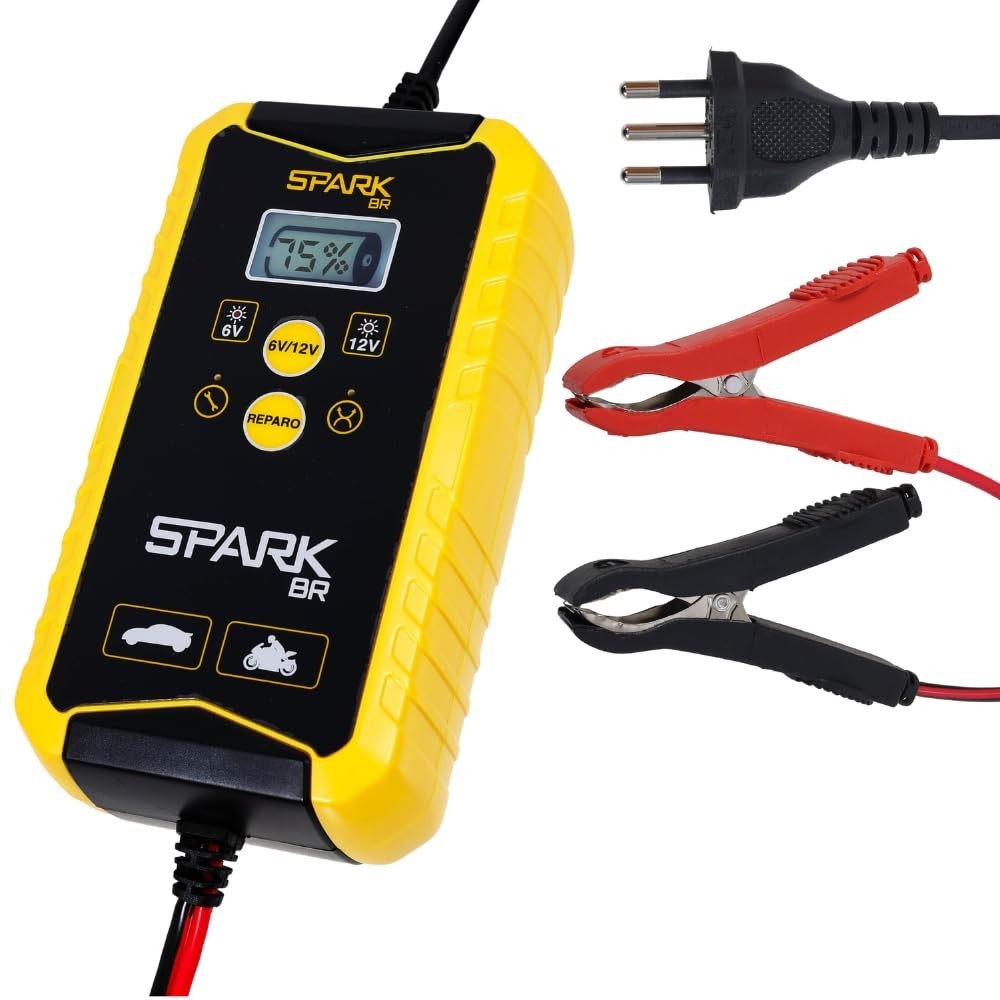 Carregador Inteligente Portátil 6V/12V 150AH Spark BR - Bateria Sempre Nova!