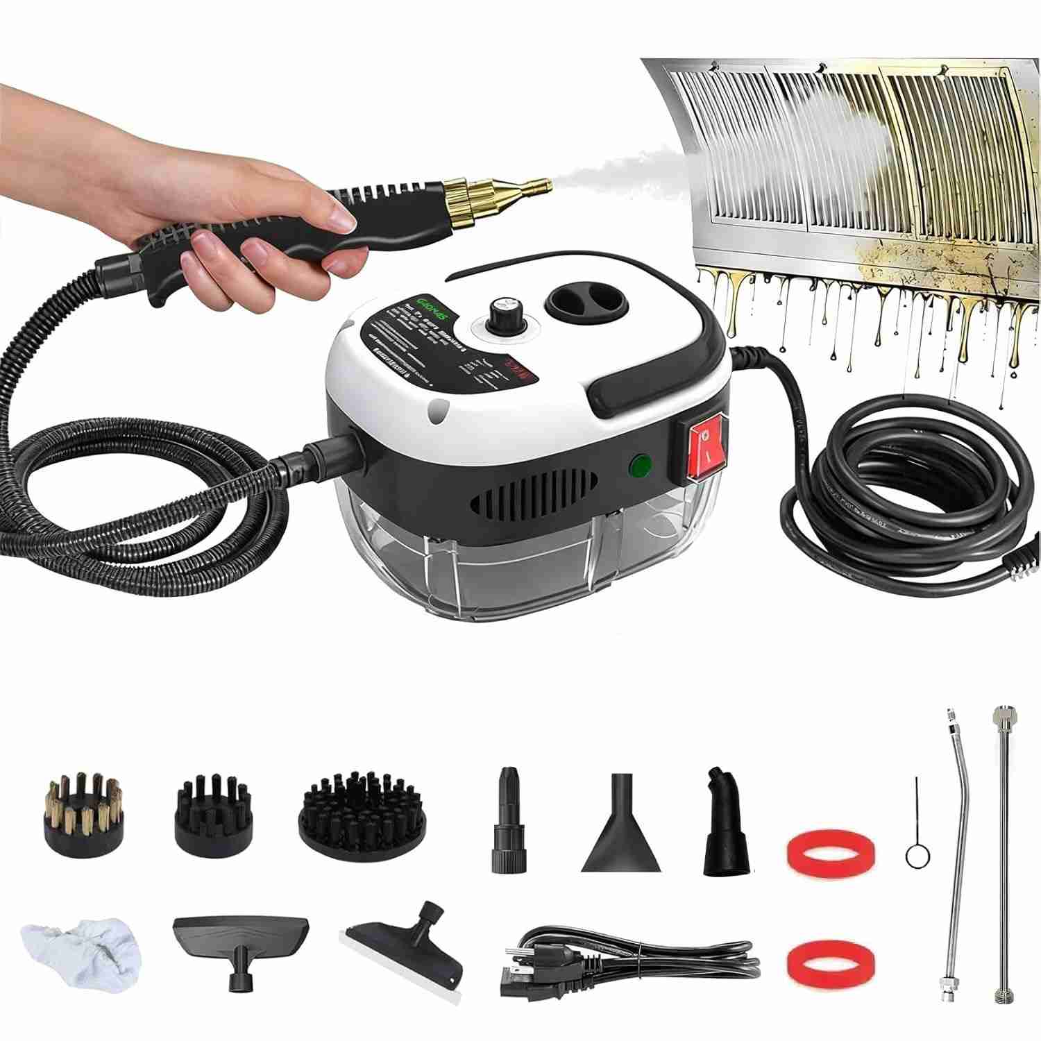 Limpador a Vapor Portátil NOVEVE 2500W - 14 Acessórios, 105°C, Tanque 1,2L - Ideal para Cozinha, Banheiro e Carro