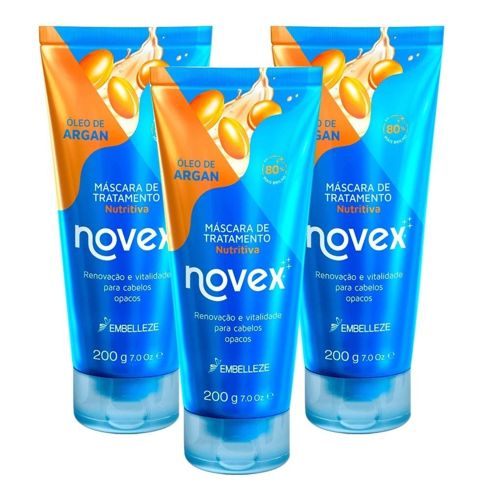 Novex Argan: Kit 3 Máscaras para Cabelos Radiantes