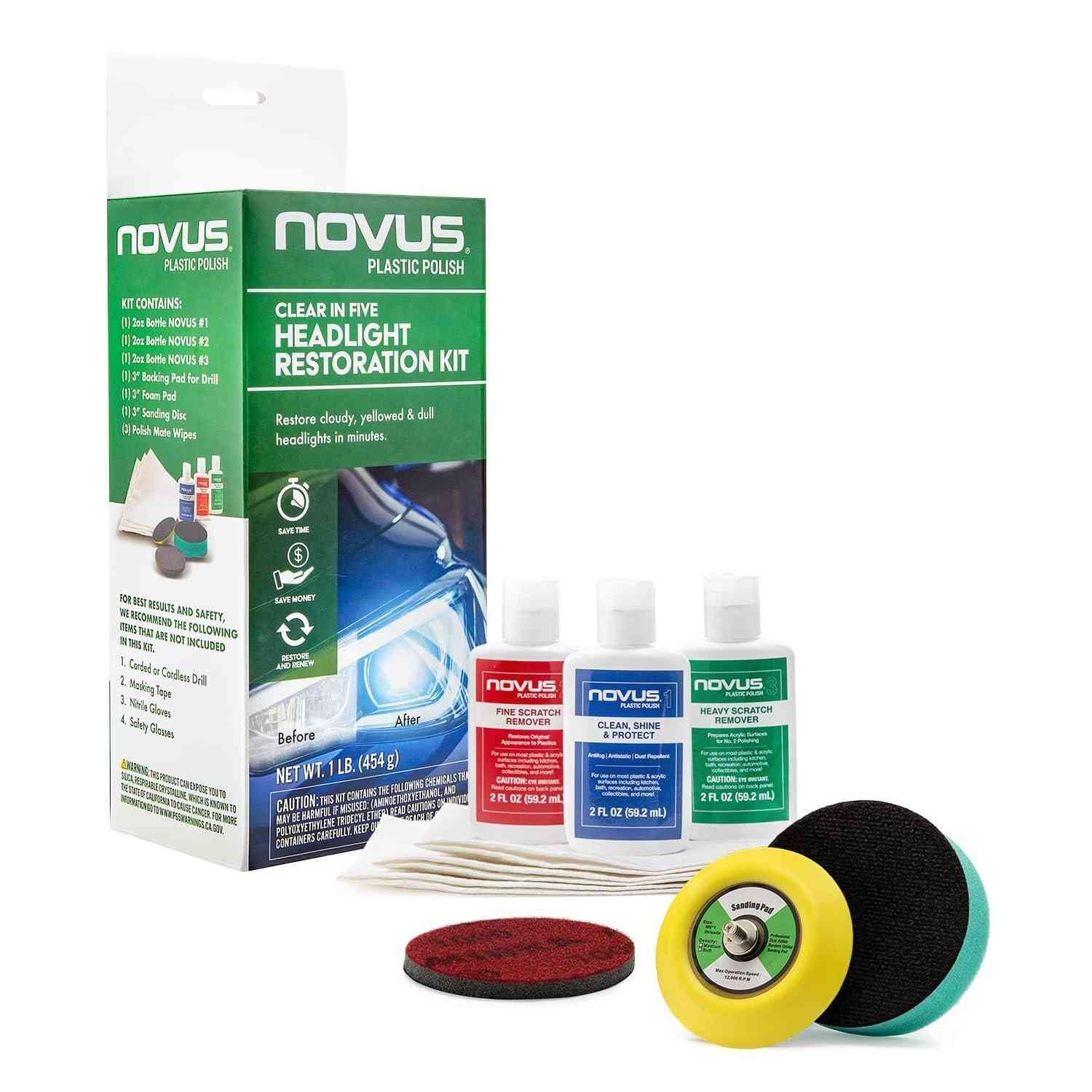 Kit Restauração Farol NOVUS Clear in Five: Brilho Rápido e Duradouro