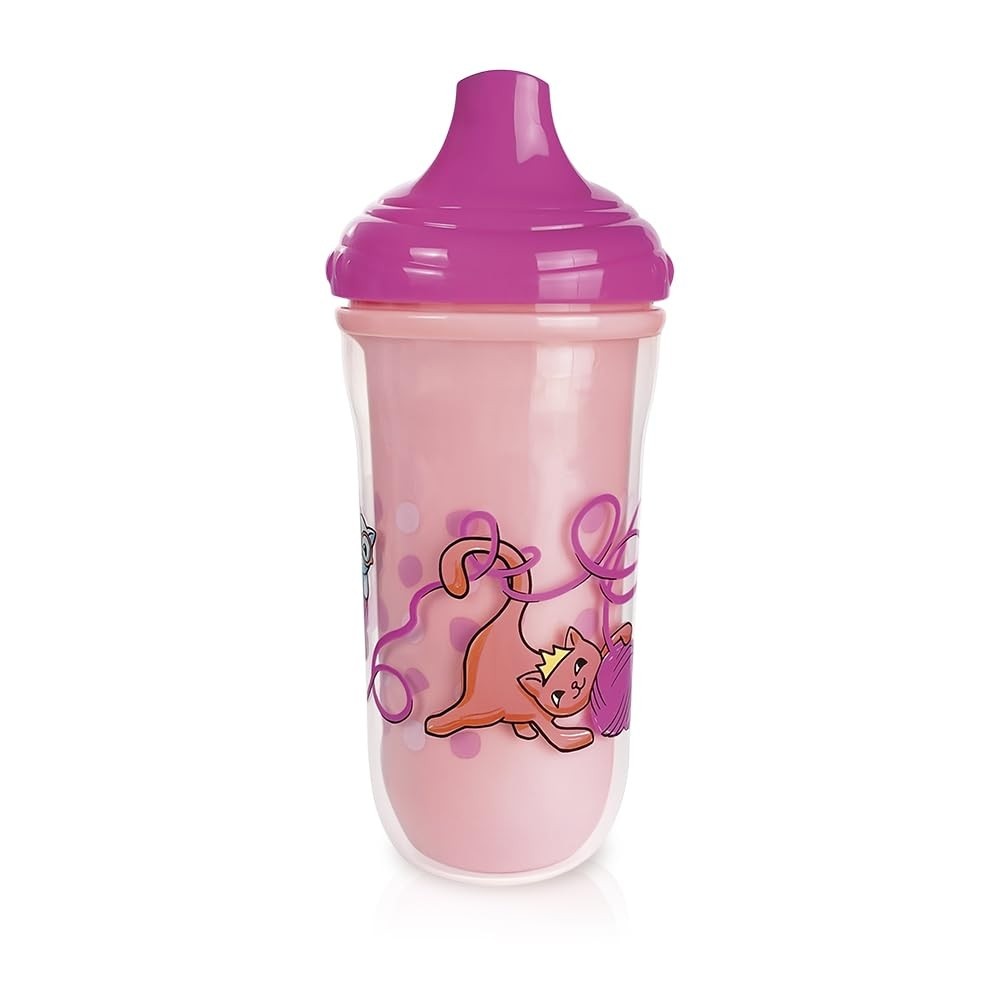 Nuby Copo Térmico com Bico Rígido 270ml Rosa - Mantém Bebidas Quentes ou Frias por Mais Tempo