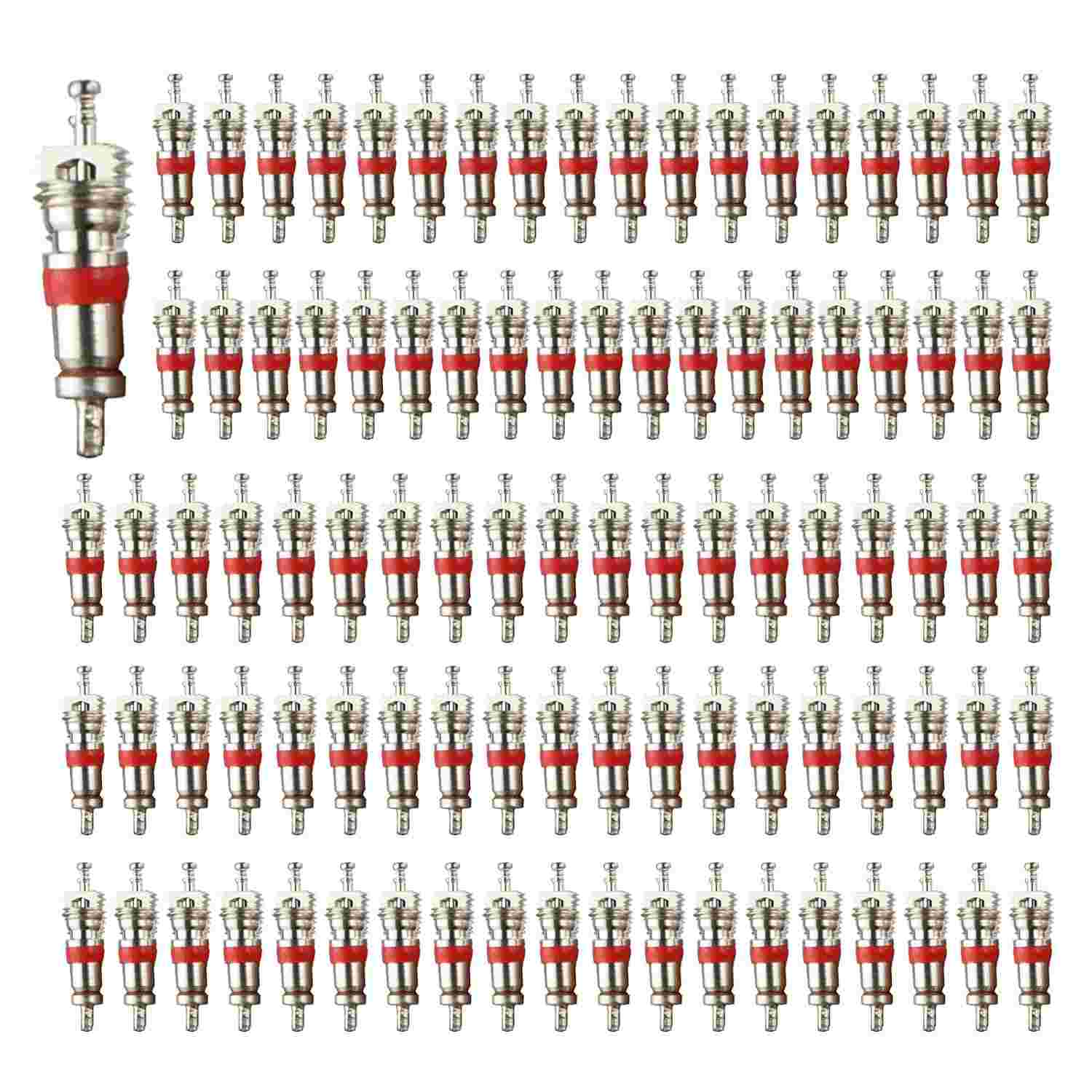 100x Núcleos de Válvula Universal em Aço Inoxidável - Reparo Essencial para Pneus de Carro, Moto e Bicicleta