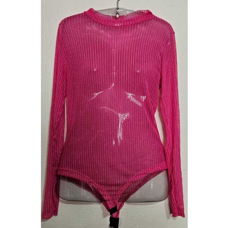 Body Transparente com Lurex Brilho Nude