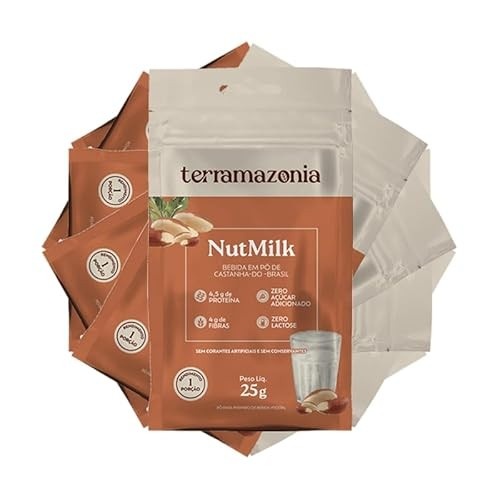 Kit 6X: Bebida Vegetal de Castanha do Pará em Pó NutMilk Sachê Terramazônia 25g
