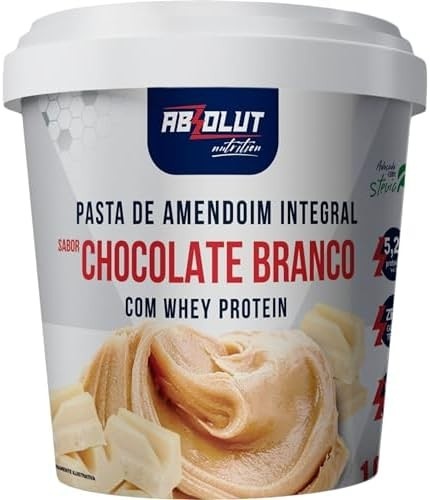 Absolut Nutrition, Pasta de amendoín gourmet, adoçado com stévia, Sabor chocolate branco, 1 kilo