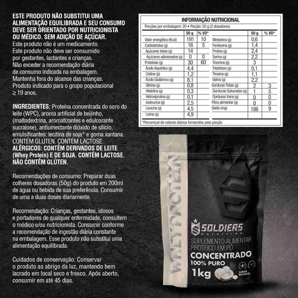 Whey Protein Concentrado 1kg Importado - Soldiers Nutrition