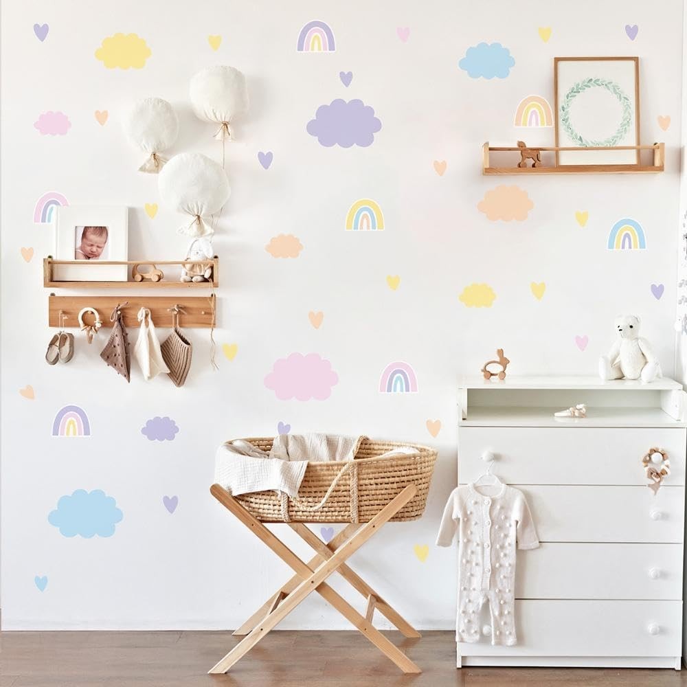 Adesivo Infantil Nuvens Lavável - Decoração Segura e Divertida para Quartos de Bebê