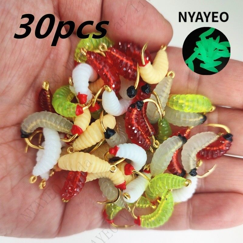 NYAYEO Iscas Artificiais com Anzol – Kit 10/30 Unidades