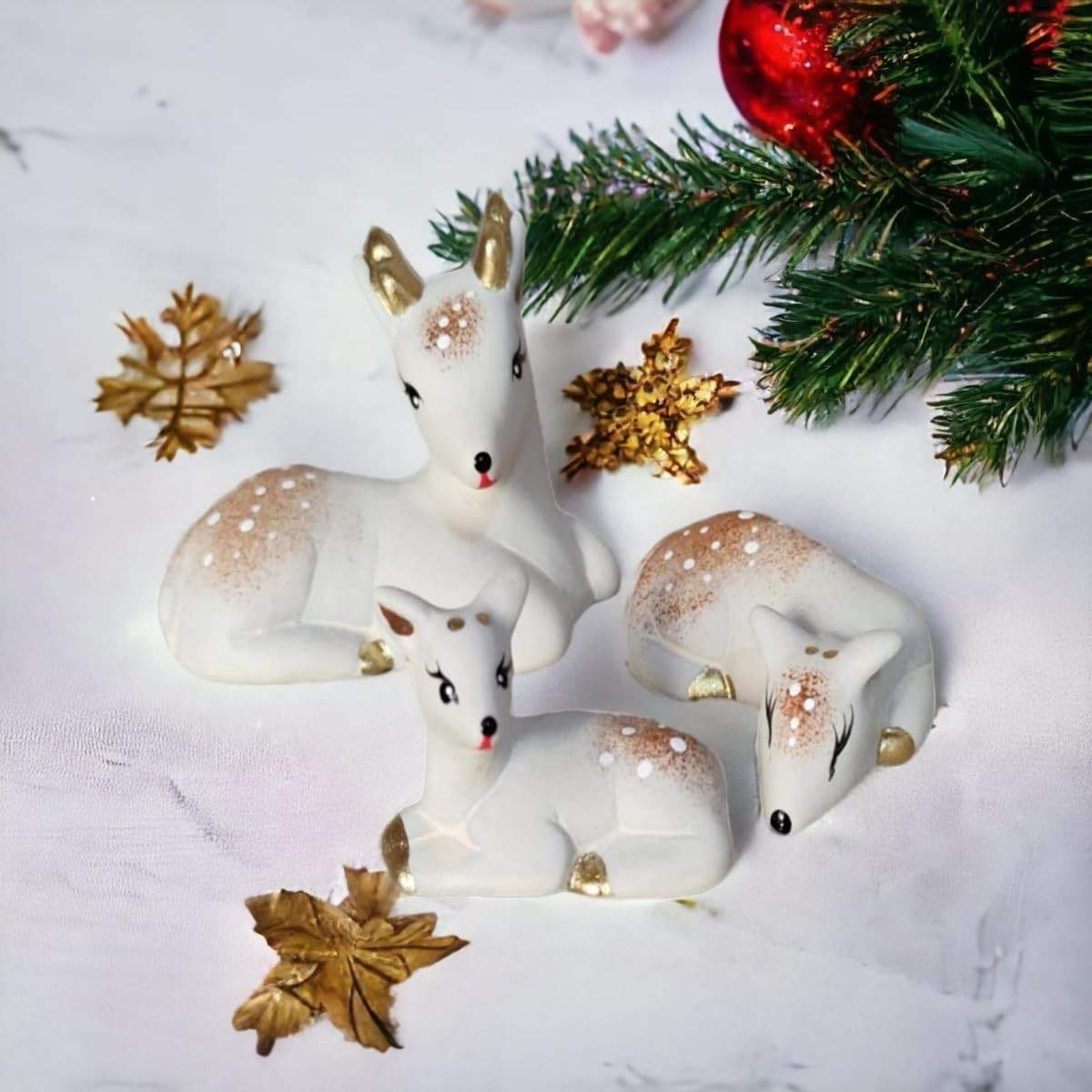 Trio de Rena Miniatura - Decoração Encantadora para o Natal