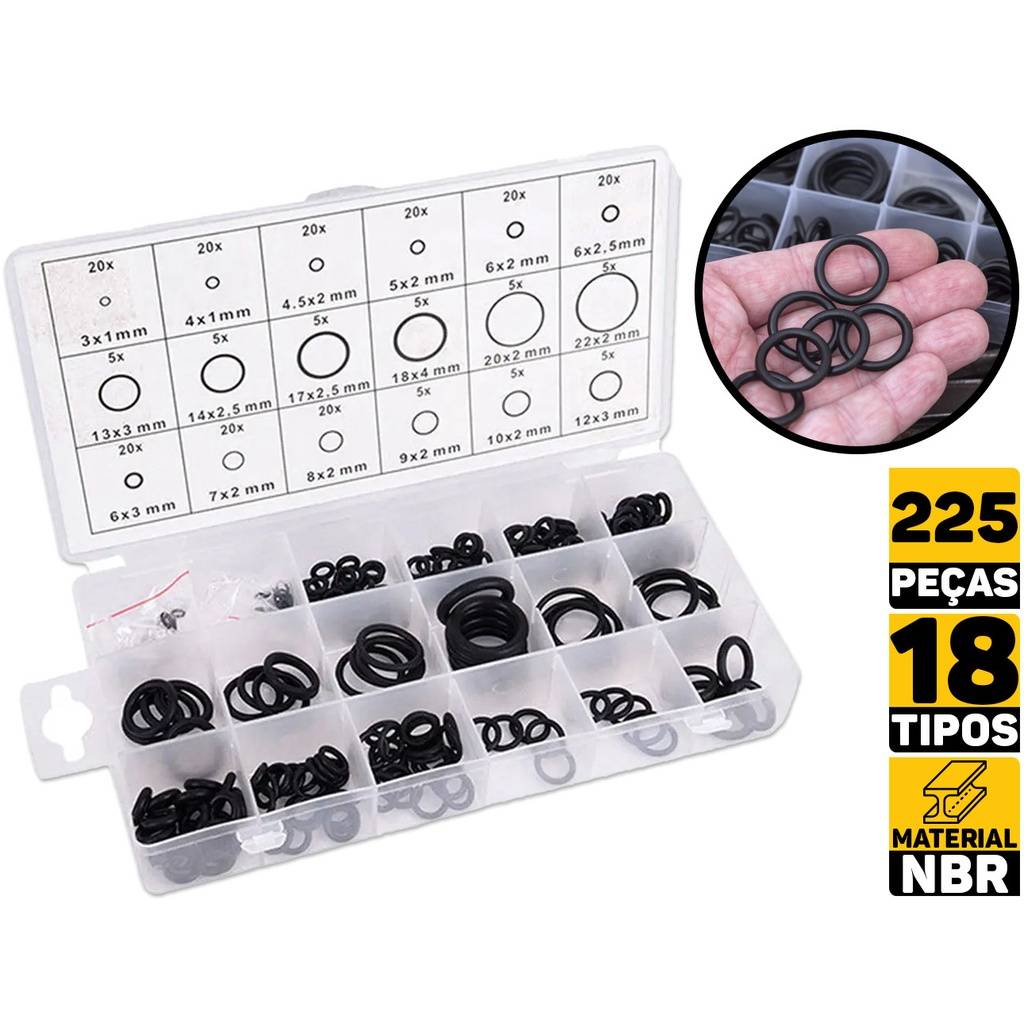O-Rings: Kit 225 Peças Vedação Etilux Western