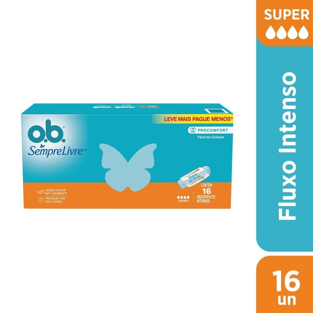 O.B. Sempre Livre Super: Absorvente Interno com 8 Canais