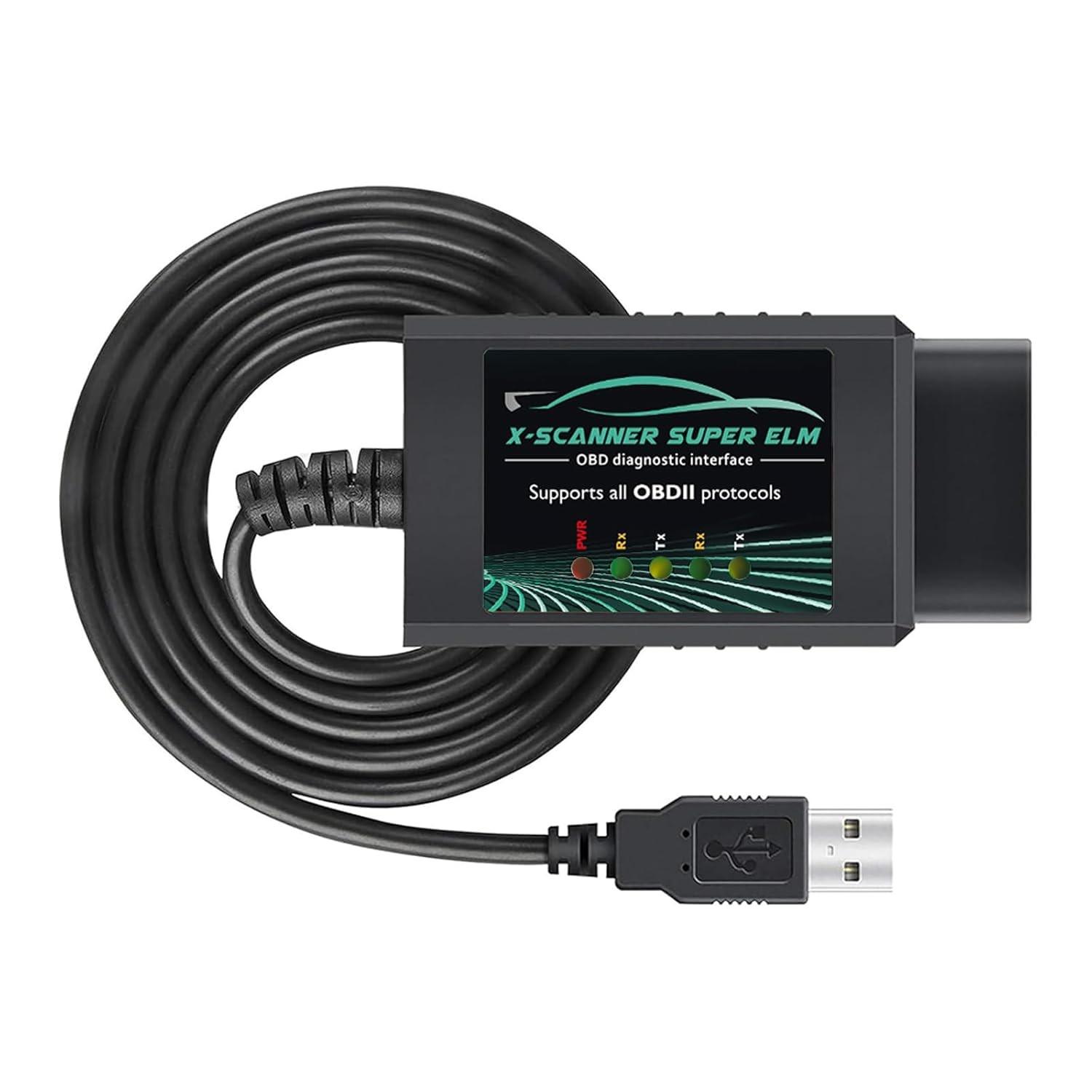 Scanner Automotivo OBD2 USB ELM327 V1.4 com Chip Original FT232RL - Diagnóstico Completo para Carros e Motos