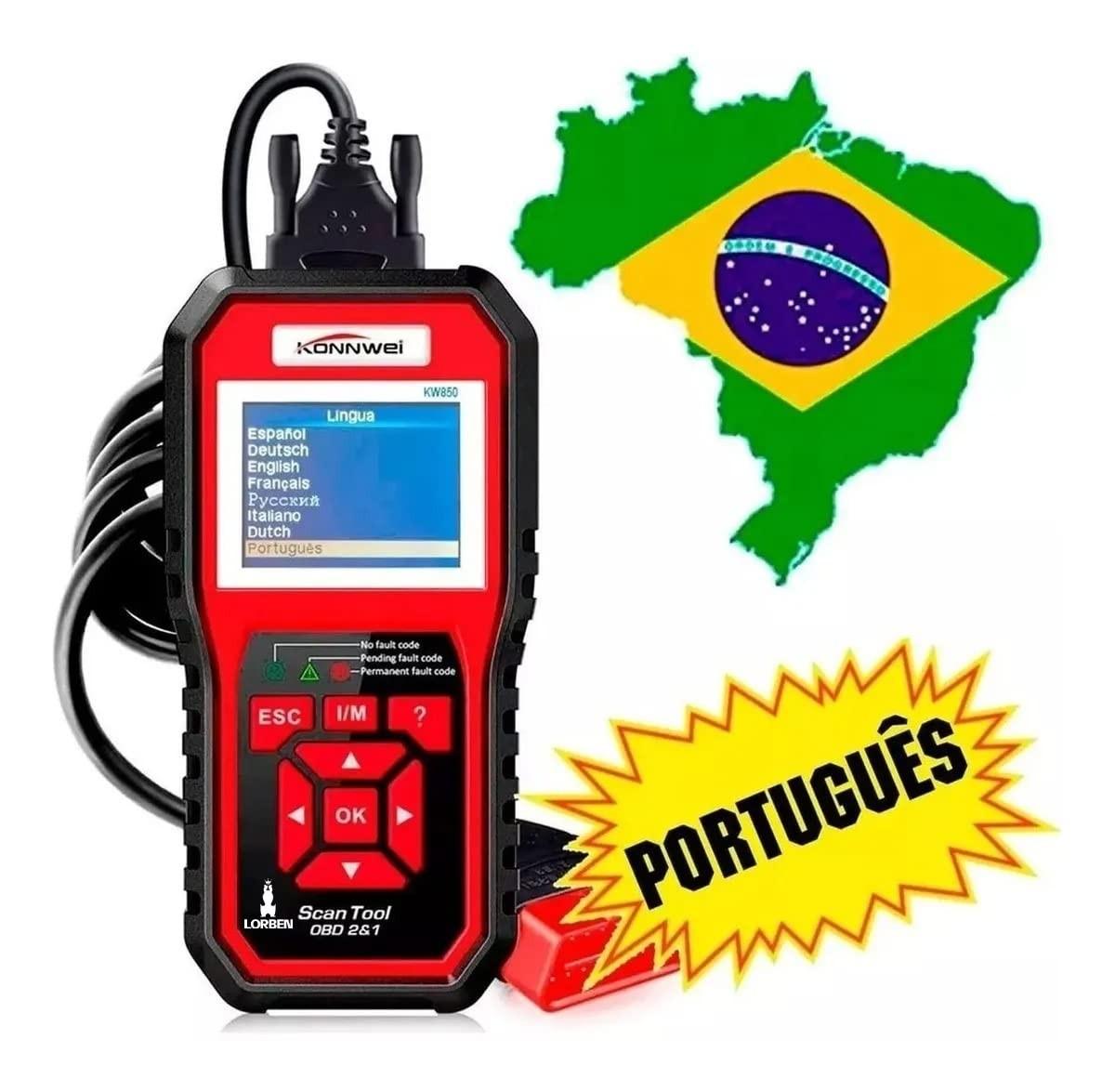 Scanner Automotivo Konnwei KW850 OBD2 Completo em Português - Diagnóstico Profissional