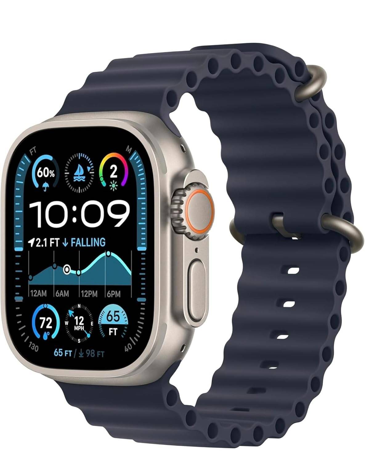 Pulseira masculina BHUIJIC Ocean para Apple Watch Ultra 49 mm, 45 mm, 44 mm, 42 mm, de silicone, ajustável, fivela de metal, p/ Apple Watch Ultra 2, iWatch Ultra séries 9, 8, 7, 6, 5, 4, 3, 2, 1, SE