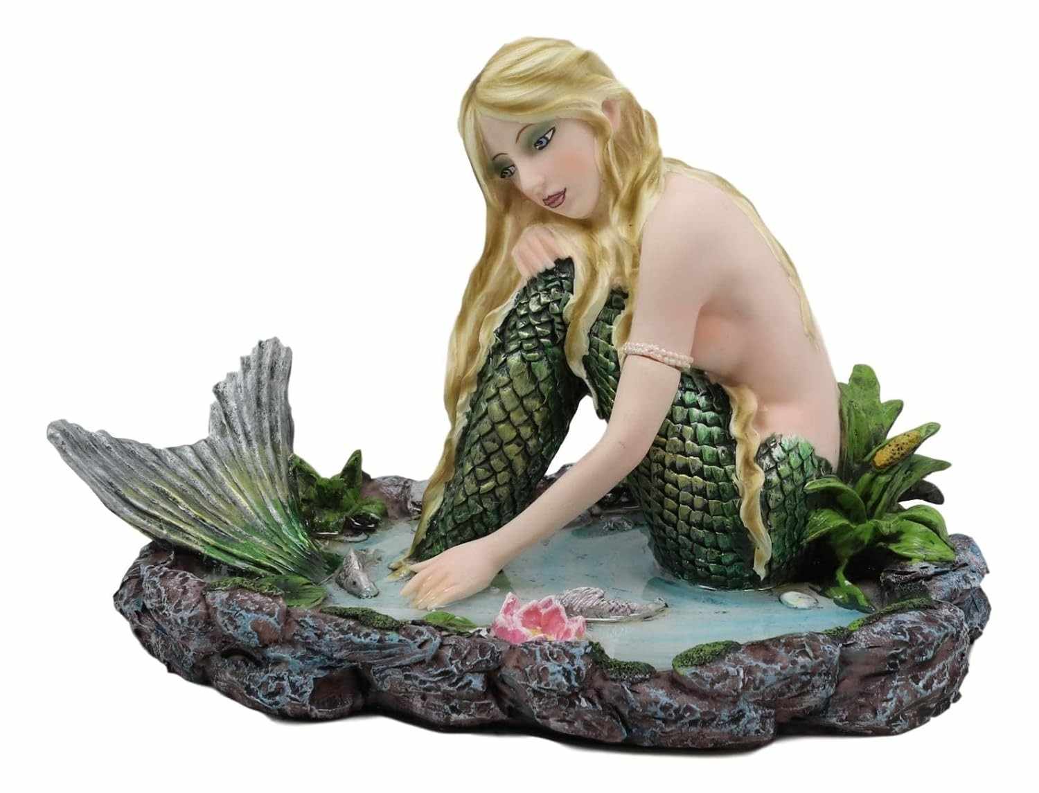 Estátua de Sereia Náutica Ebros - Mermaid by The Lagoon | Decoração Oceânica Fantasia
