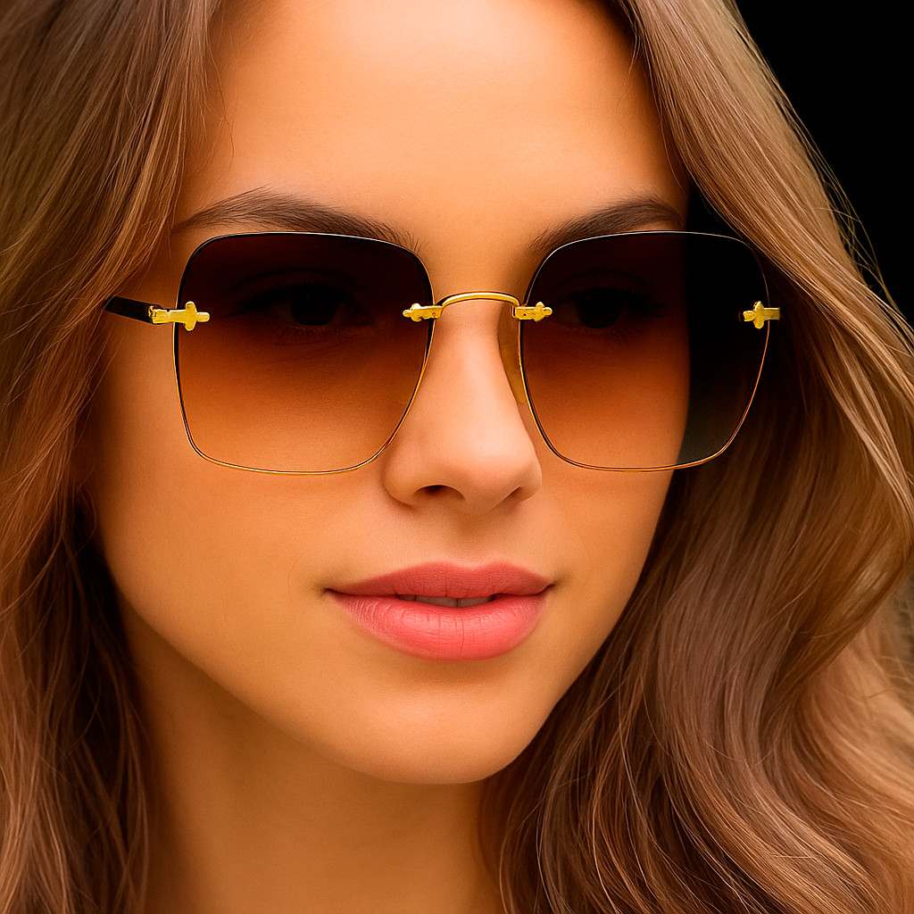 Óculos Square Dourado Degradê Feminino 400UV