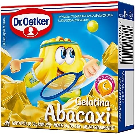 Dr. Oetker Gelatina em Pó Sabor Abacaxi, Sobremesa com Sabor e Consistência Deliciosa, Para Toda a Família, Fácil de Fazer, 20g