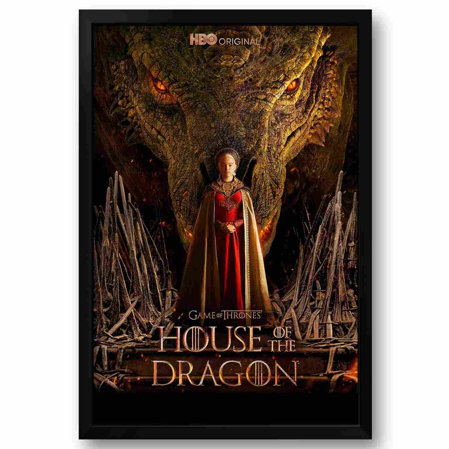 Quadro Decorativo Game of Thrones: House of the Dragon - 40x60cm | Moldura Premium em Madeira Reciclável