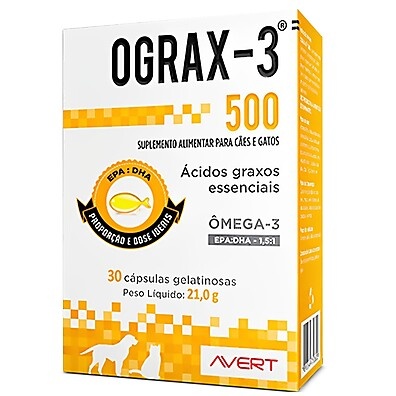 Ograx 500 mg: Suplemento de Ômega-3 para Cães e Gatos