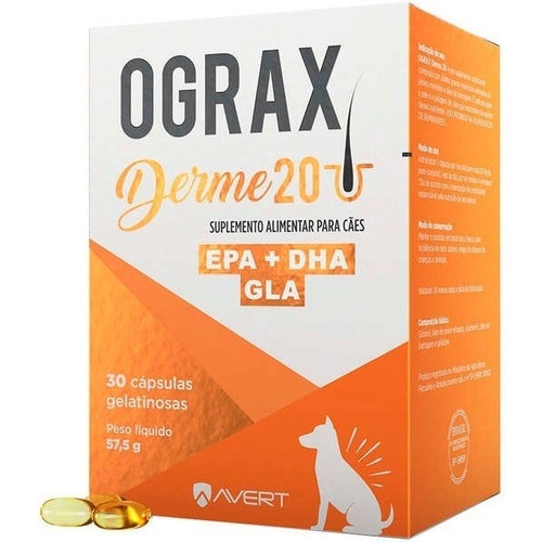 Ograx Derme 20: Suplemento para Pele e Pelagem de Cães