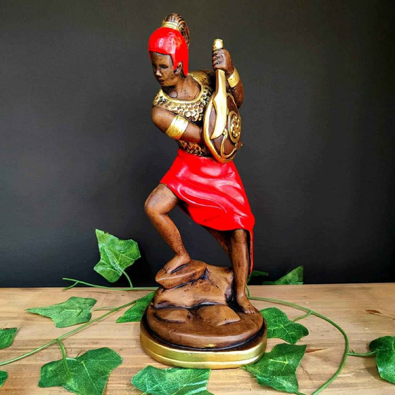 Imagem em Gesso Orixá Ogum Vermelho 30cm - Decoração Afro-Brasileira com Simbolismo e Estilo