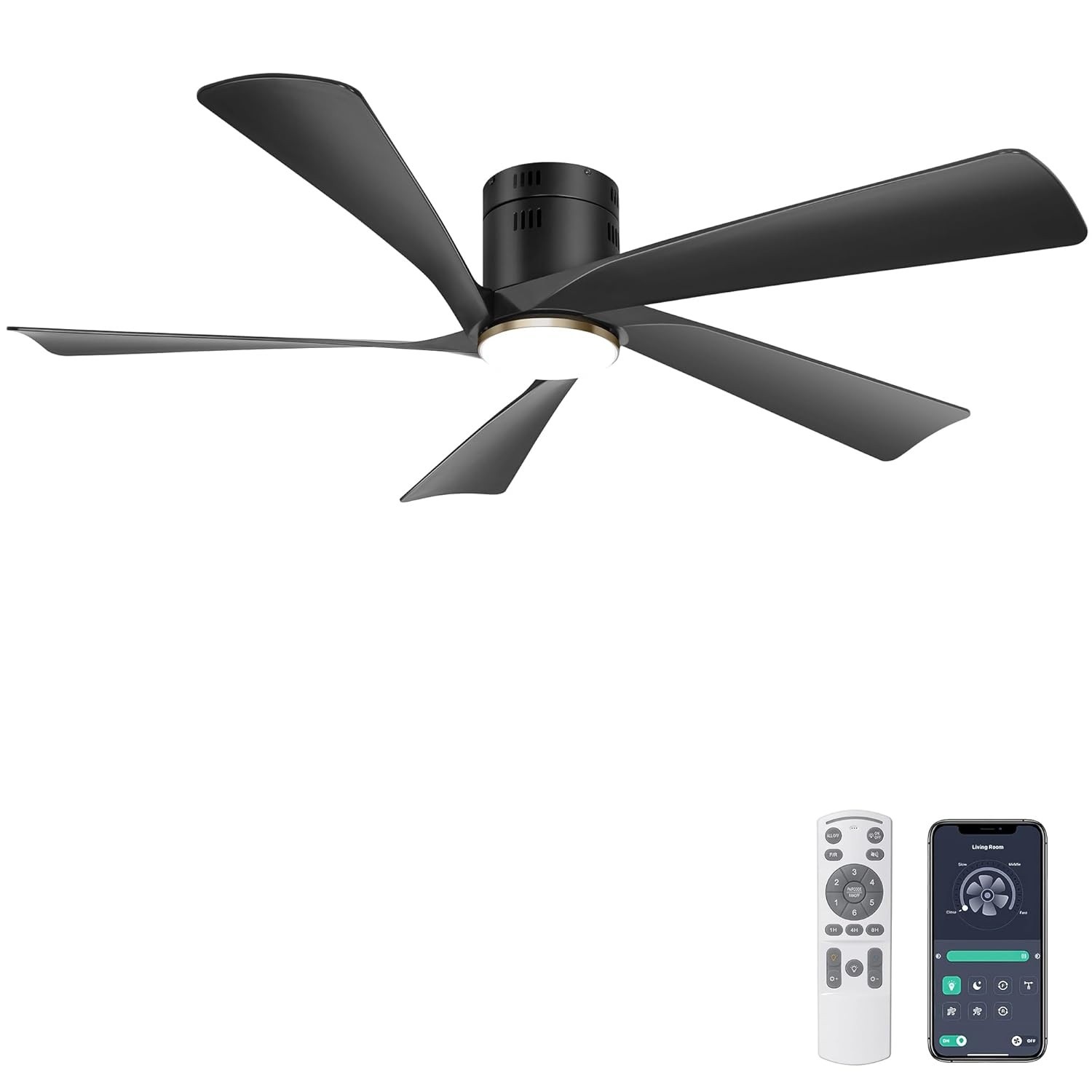 Ventilador de Teto Ohniyou 52" com Luz e Controle por App – CC Silencioso, Reversível e Moderno