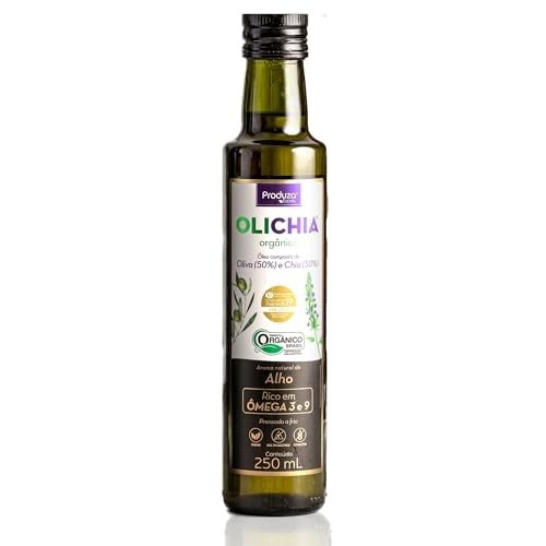 PRODUZA FOODS - Olichia Orgânico com Aroma de Alho - Óleo Rico em Ômega 3 e 9 - Consumo In Natura e para Temperar Saladas - Vegano e Sem Glúten, Orgânico - 250 mL